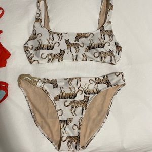 WORN ONCE: aerie bikini with jungle cats